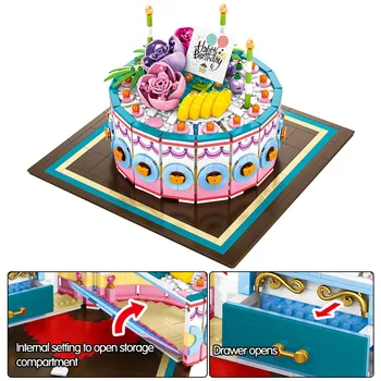 Nové Narodeninovú Tortu Predstierať, že Hrať Kuchyňa Tehly Hračky Pre Myšlienkou DIY Potravín Tortu Stavebné Bloky, Vzdelávacie Hračky pre Dievčatá