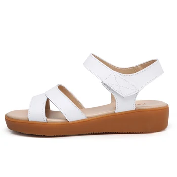 BEYARNEWomen je plochý sandále Originálne kožené sandále pre dámy letné plážové topánky na platforme Sandál žien bežné shoesL009