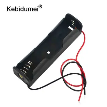 Kebidumei 18650 Batéria 3,7 V Držiteľ Klip Box Prípade Čierna S Drôtom Viesť na Spájkovanie Pripojenie Veľkoobchod