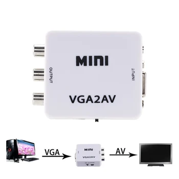1080P Mini VGA na AV RCA Prevodník s 3,5 mm Audio VGA2AV/CVBS Adaptér pre PC na HD TV Previesť NTSC PAL SXGA 1920x1080 60 fps