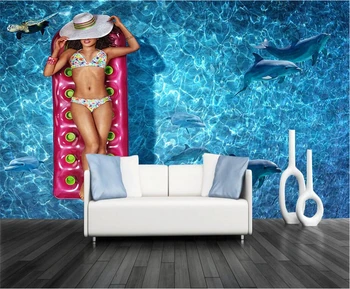 Vlastné 3d Stenové Krytiny Bikini Krásy Mora Foto 3d Tapeta Extra Hrubé Moderné 3d Tapety pre Obývacej Izby, Spálne, Reštaurácia