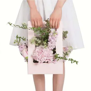 Prenosné valentína kvety box papierové kvety package materiál obdĺžnik kytica kvety, darčeková krabička balenie