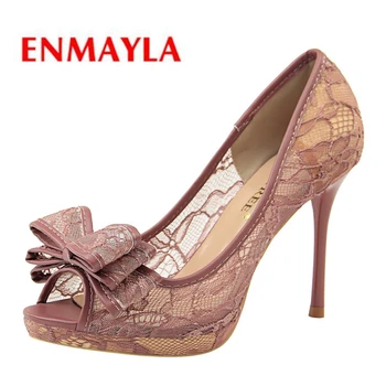 ENMAYLA Oka (Air mesh) Základné Bežné vysoké podpätky sandále ženy 2019 letné módy Slip-On topánky žena sandále veľkosť 34-40 LY1152