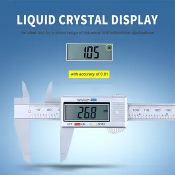 Zmes z karbónových Vlákien LCD Digitálny Strmeň 0-150 mm Rozchod Mikrometer na Meranie Nástroj Pravítko Priemerky s Palce, aby Konverzie MM