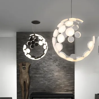 Taliansky návrhár prívesok na čítanie Tvorivé mesiac lampa biela Čierna Farba, pozastavenie lampa, Spálne, Jedáleň, Kuchyňa ostrov luster