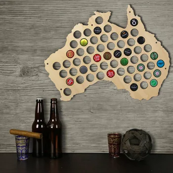 1Piece Austrália Pivo Spp Mapu Laserom Vygravírované Visí Drevená Mapu Kreatívne Steny Výzdoba Darček Pre Spp Zberateľov Moderného Domova