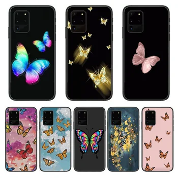 Motýľ Krásny Telefón cover obal Pre SamSung Galaxy S 6 7 8 9 10 20 Plus Okraj E 5G Lite Ultra jemný čierny nárazník