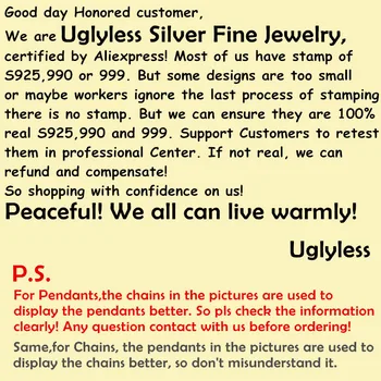 Uglyless Ako štrkáča Unisex Muži Ženy Cool Čierna Biela Strieborné Retiazky Náhrdelníky Č Prívesky Reálne 925 Silver Šperky C108