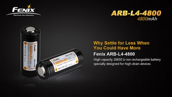 Fenix ARB-L4-4800 vysokou kapacitou 26650 4800mAh 3,7 V Li-ion nabíjateľnú batériu, špeciálne navrhnutý pre vysoko-odvodňovacie zariadenia