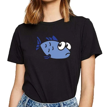 Topy T Shirt Ženy zábavné pohode roztomilé ryby, rybolov Zábavné Harajuku Krátke Tričko Žena
