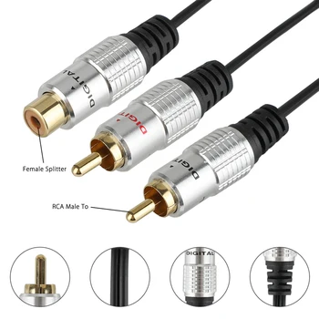 Vysoko kvalitný 2 RCA Mužov a 1 Žena-Y Splitter Kábel Adaptéra/Lead-Subwoofer Zvukové Split Cable drop shipping