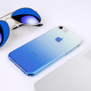 Gradient Jasné, iPhone puzdro Pre iPhone 7 6 6 Plus 8 7 SE Blue-ray Priehľadného Pevného PC Späť puzdro Pre iPhone X 8 Plus