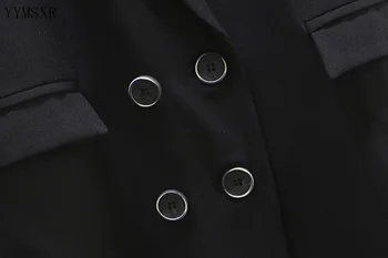 Plus veľkosť XL-4XL žien bunda ženský kórejská verzia nové pruhované vysoko kvalitné dámske čierne sako Bežné kabát Žena