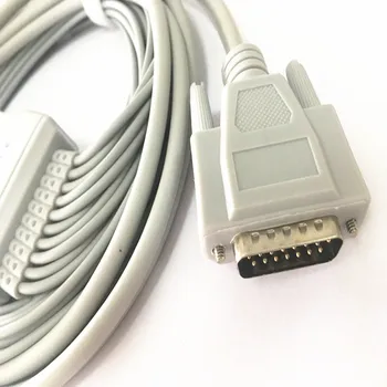 Kompatibilné pre Nihon kohden 9010/9020/9620 EKG Kábel s 10 ekg leadwires ekg káble (bez resisitor ),DB 15 kolíkový na konci Klipu