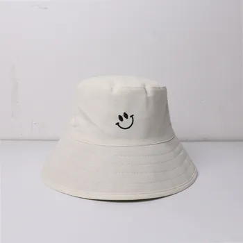 Nový štýl Bavlna Úsmev výšivky Vedierko Hat Rybár Klobúk vonkajšie cestovné klobúk Slnko Spp Čiapky pre mužov a Ženy 162