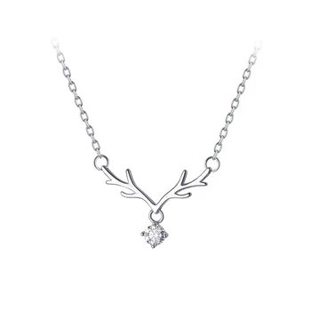 925 Sterling Silver Crystal Jeleň Elk Choker Príveskom Náhrdelník Pre Dievča Ženy Vyhlásenie, Svadobné, Vianočné Šperky dz590