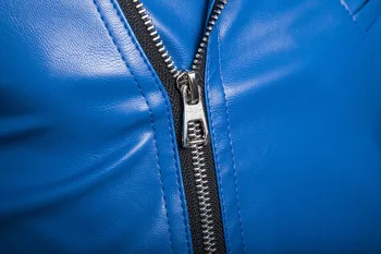 Jarná Móda Muž Motorkárske Oblečenie Modrá Kožená Bunda na Motocykel Mužov Plus Veľkosť 5XL