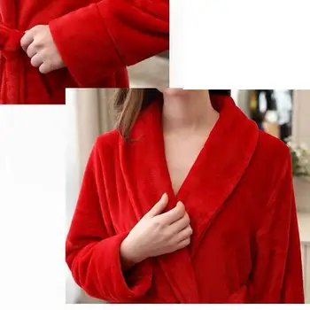 Červená Milovníkov Kimono Šaty, Coral Fleece Odev Intímne Bielizeň, Jeseň, Zima Nový Domov Oblečenie Sleepwear Bežné Nightgown