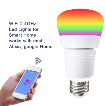 Bezdrôtový WiFi Aplikáciu Diaľkové Ovládanie Smart Žiarovky Pre Alexa Domovská stránka Google B22 led žiarovka E27 smart home RGB LED svetlo, E26 E14 blub