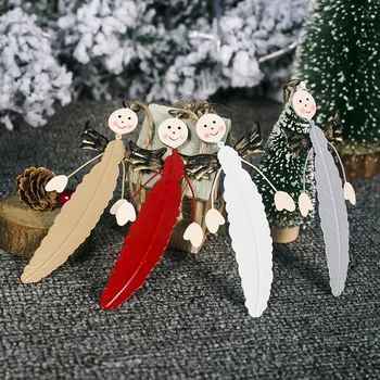 Vianočné Dánska Maľované Kovaného Železa Anjel Leaf Prívesok Ozdoby Na Vianočné Stromčeky Domáce Dekorácie