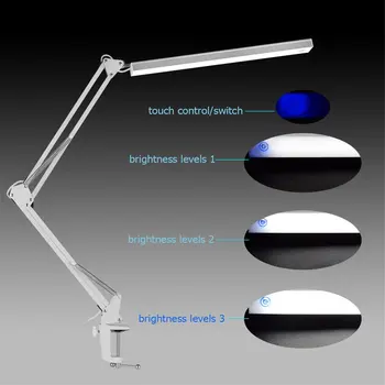 LED stolná Lampa z Hliníkovej Zliatiny, Skladací Clip-on USB LED stolná Lampa Dlhé Rameno Touch Ovládania Stmievateľné Stolná Lampa EyeFree zásielky