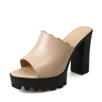 2020 Európska lete kožené dámske papuče 12 cm podpätku sandále sexy cowhide dámske topánky veľkosť 34-39