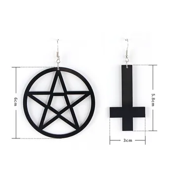 Nadrozmerné Akryl Kríž Pentagram Drop Náušnice Pendientes Asymetrický Veľký Kruh Star Visieť Náušnice Pre Ženy Módne Šperky