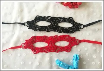 Ženy Čipky Black Red Sexy Očná Maska Príslušenstvo Exotické Oblečenie Duté Nočný Klub Party Kráľovná Masky