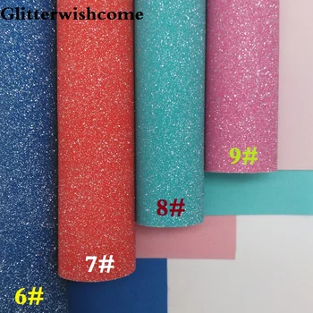 Glitterwishcome 21X29CM A4 Veľkosť Syntetická Koža, Jemný Lesk Kože s Zodpovedajúce Podklad textílie Vinyl pre Luky, GM052A