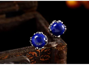 S925 strieborné šperky, dámske lapis lazuli náušnice nové