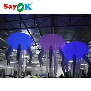 Nafukovacie LED Dekorácie, Závesné Medúzy D1.5 x H2.5 m Žiariace s 16 Farieb pre Lobby Svadobné Party Stage Dekorácie