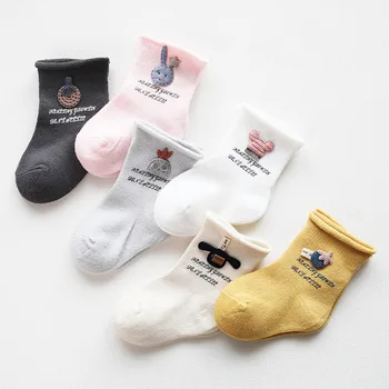 Dieťa Dievča Bavlnené Ponožky Novorodenca Vykostené Mäkké Ponožka S Roztomilý 3D animovaný Dizajn Dieťa Voľné Ponožka Na Jar Jeseň 0-3Y