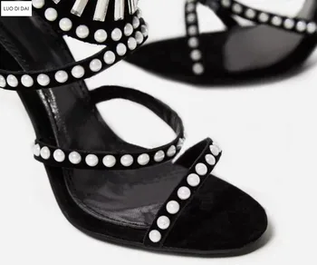 2020 ženy Ozdobené Podpätky sandále svadobné topánky diamond vysoké podpätky lištovanie sandále otvorené prst strappy sandále strany topánky lady