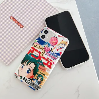 Cartoon Sailor Moon Telefón púzdra Pre iPhone 11 12 Pro XS MAX Kryt Pre iPhone 7 8 Plus XR X XS Matný mäkký Silikónový Kryt Prípadoch