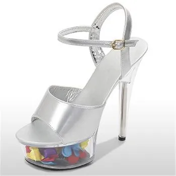 2020 Nová Platforma Sandále Ženy, Svadobné Topánky Kvet Sexy Vysokým Podpätkom 15 CM Módne Sandále Crystal Lady Vysoké podpätky Sandále 34-43