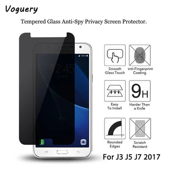 Voguery Súkromia, Anti-spy Screen Protector Samsung Galaxy J7 J5 J3 2017 Premium Tvrdeného Skla Flim pre Galaxy J520 J720 J320