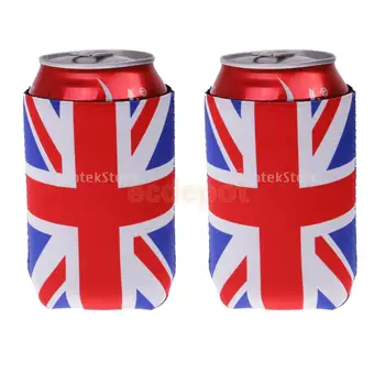 1 pár Úniu Jack Británie britskej Vlajky Stubby Pivo Konzerve Chladnejšie Rukáv Držiteľ