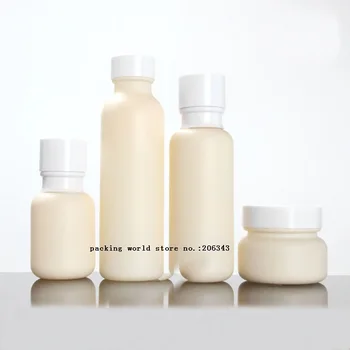150ml matné béžová sklenené fľaše s biela/drevo tvar veko plastová zátka pre vodu /toner/mlieko/emulzie kozmetické balenia