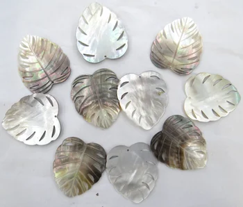 Prírodné Kremeň Abalone Shell vyrezávané Listy prívesok pre kutilov, Šperky, takže náhrdelník Príslušenstvo 6PCS A2