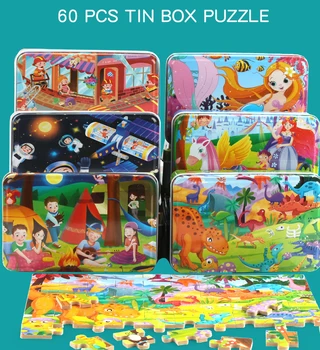Nová 60 Ks Drevené Puzzle Deti Hračka Cartoon Zvierat Drevené Skladačky Puzzle Dieťa Začiatku Vzdelávacieho Hračky pre deti, darčeky