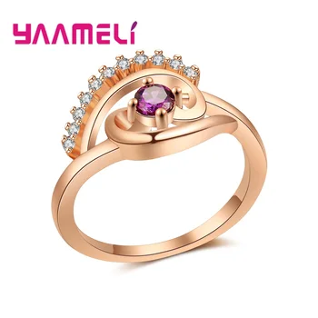 Rose Gold Farebné Geometrické Krúžky Kamienkami Crystal Prstene Pre Ženy Kvalitné Módne Svadobné Šperky Veľkoobchod