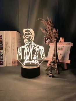 3d led lampa francúzsky Celebrity Johnny Hallyday Podpis Fanúšikov Darček Domáce Dekorácie Farby Nočného Spálňa Stolná Lampa