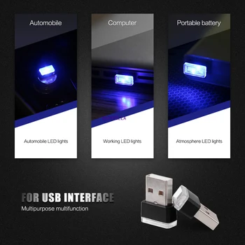 Auto styling USB Dekoratívne Lampy, Osvetlenie LED Atmosféru Svetlá Univerzálny PC Prenosný Plug and Play Červená/Modrá/Biela/Zelená/Plnk