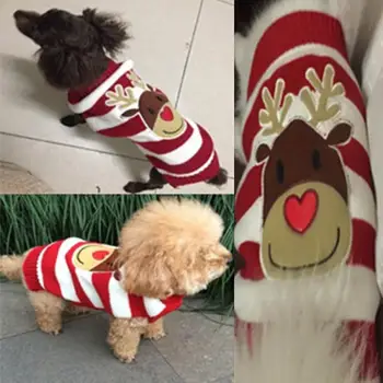FD85 Novo Vianočné Pet Oblečenie Zimné Šteniatko Pes, Mačka Sveter Santa Claus Kostým pre Yorkie Teplý Pes Elk Jeleň Pletené svetre