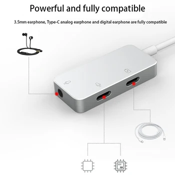 3 v 1 Typ C pre Slúchadlá, Adaptér USB C Splitter Jack AUX Audio Nabíjací Konvertor pre Telefón, Tabliet Notebook