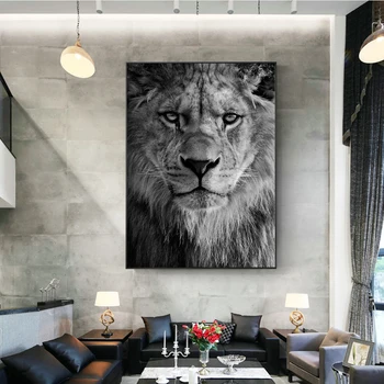 Africký Lev Veľký Tiger Tvár Umelecké Plátno Tlačiť Maľovanie Voľne Žijúcich Zvierat Tvár Stenu Obrázok, Obývacia Izba Moderné Domáce Dekorácie Plagát