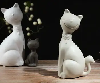 Minimalistický keramické šťastie mačka rodinných domov dekor remesiel miestnosti dekorácie, porcelánové sošky zvierat svadobné dekorácie