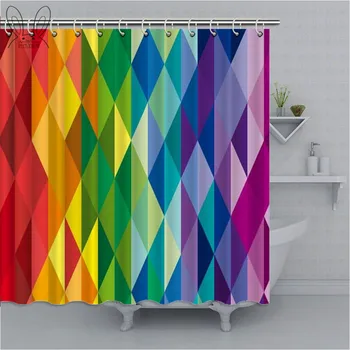 Rainbow Kúpeľňa Opony Farebné Geometrické Pierko Nepremokavé Sprchový Záves Polyester Textílie Vaňa Dekor Opony Kúpanie Kryt