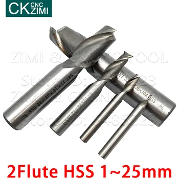 1 mm-25 mm Konci Mlyn 2F Flauta HSS Konci Mlyn Frézy CNC Router Bit Nástroje na Frézovanie, predĺženie Bit Loptu Nos Konci Mlyny maching Endmills
