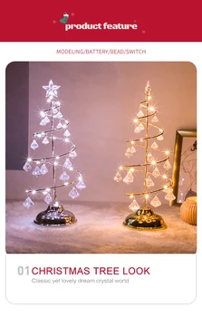 LED Vianočný Stromček, stolná Lampa Batérie Moderné Crystal Stôl Dekor Svetlo Spálne, Obývacia Izba Vianočný Darček Tabuľka Svetlá